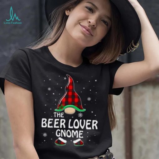 Beer Lover Gnome Buffalo Plaid Matching Family Christmas Shirt