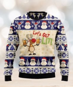 Beer Ugly Christmas Sweater Let’s Get Lit Xmas