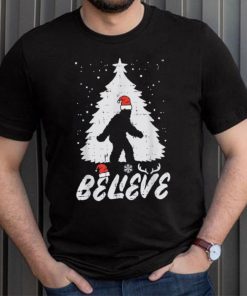 Believe Bigfoot Sasquatch Funny Christmas Men Kids Xmas Shirt