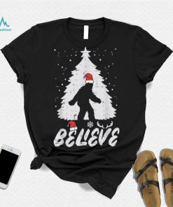 Believe Bigfoot Sasquatch Funny Christmas Men Kids Xmas Shirt