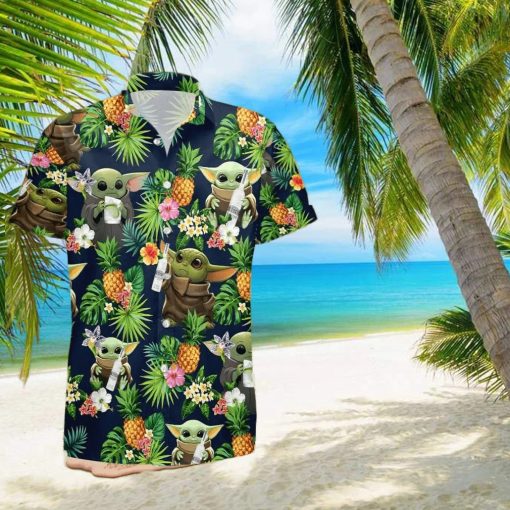 Belvedere Vodka Baby Yoda Tropical Flowery Hawaiian Shirt