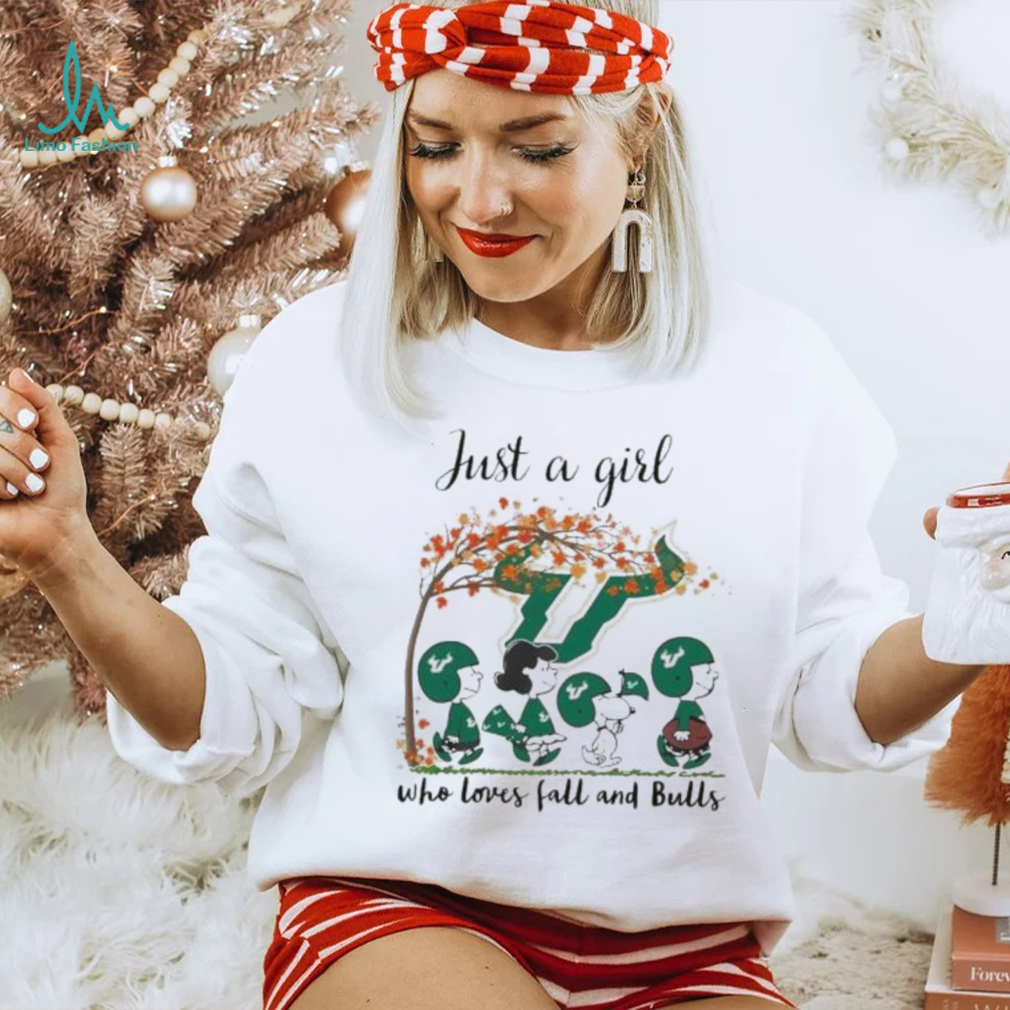 Best south Florida Bulls Peanuts Cartoon Just A Girl Who Loves Fall And Bulls Logo Shirt Best south Florida Bulls Peanuts Cartoon Just A Girl Who Loves Fall And Bulls Logo Shirt