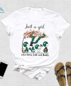 Best south Florida Bulls Peanuts Cartoon Just A Girl Who Loves Fall And Bulls Logo Shirt