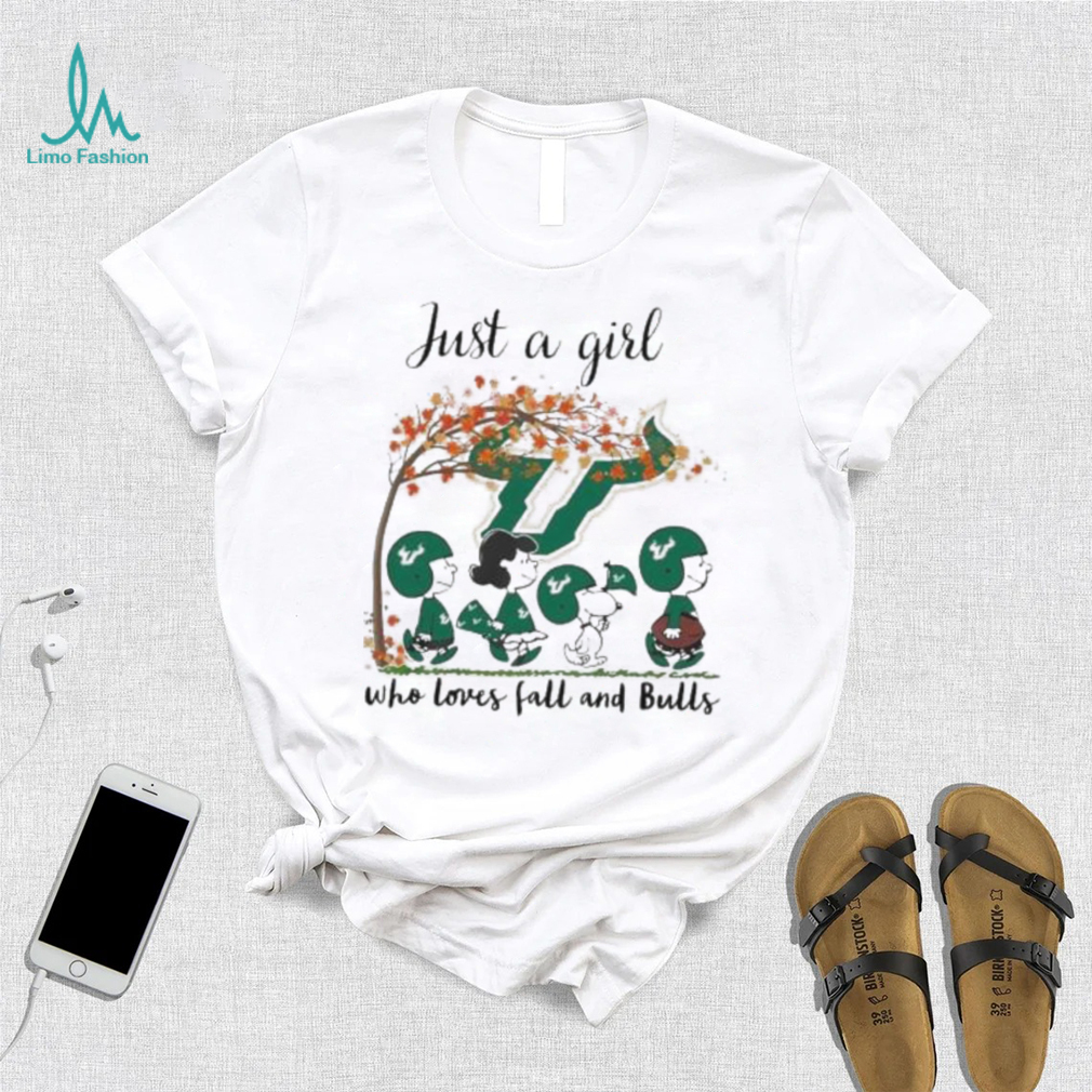 Best south Florida Bulls Peanuts Cartoon Just A Girl Who Loves Fall And Bulls Logo Shirt Best south Florida Bulls Peanuts Cartoon Just A Girl Who Loves Fall And Bulls Logo Shirt