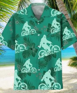 Bigfoot Riding Mountain Bike Hawaiian Shirt Funny Hawaiian Shirt