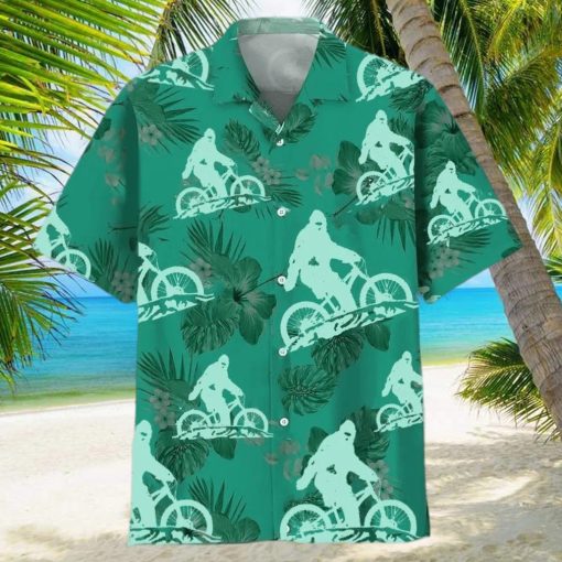 Bigfoot Riding Mountain Bike Hawaiian Shirt  Funny Hawaiian Shirt