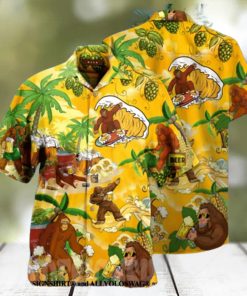 Bigfoot Summer Beer Beach All Over Print Hawaiian Shirt