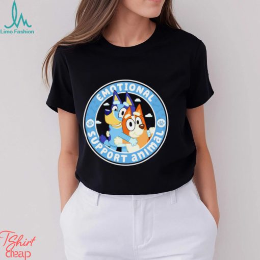 Bingo and Bluey Emotional Support Animals cartoon logo shirt