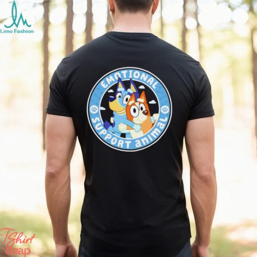 Bingo and Bluey Emotional Support Animals cartoon logo shirt