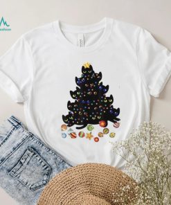 Black Cat Christmas Tree Light Funny Cat Lover Christmas Unisex Shirt