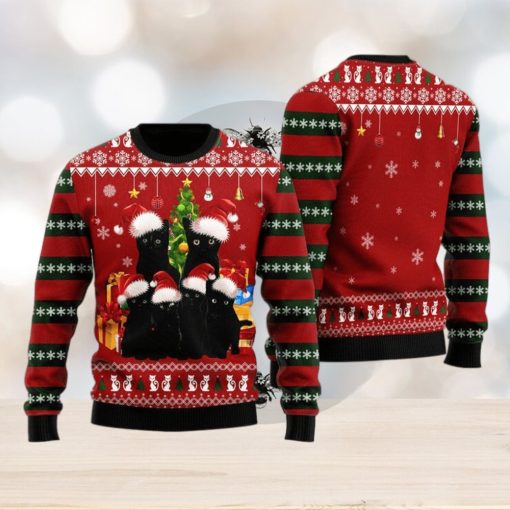 Black Cat Family Christmas Ugly Christmas Sweater, Christmas shirt, Gift for cat lover