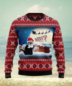 Black Cat What Chimney 3D Ugly Christmas Sweater 3D Gift Idea