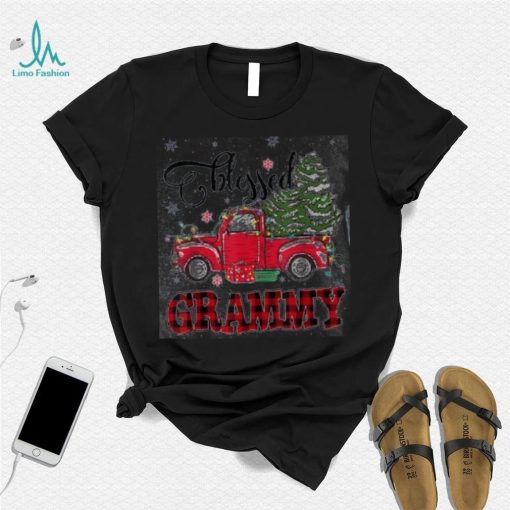 Blessed Grammy Funny Christmas Family Lights Truck Red Tree Shirt