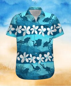 Blue Hibiscus Scuba Diving Unisex Hawaiian Shirts