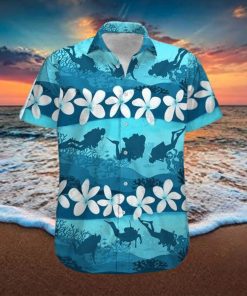 Blue Hibiscus Scuba Diving Unisex Hawaiian Shirts