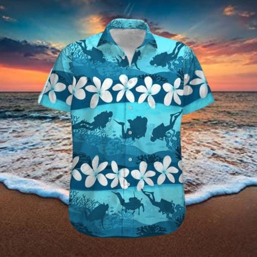 Blue Hibiscus Scuba Diving Unisex Hawaiian Shirts