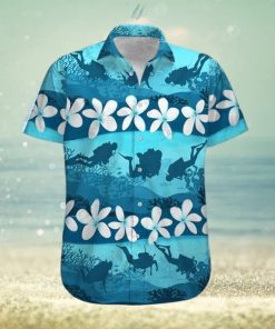 Blue Hibiscus Scuba Diving Unisex Hawaiian Shirts