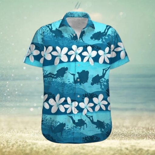 Blue Hibiscus Scuba Diving Unisex Hawaiian Shirts