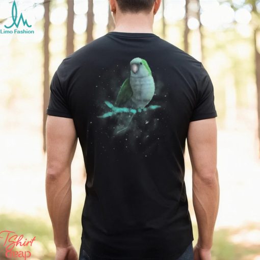 Blue Monk Parakeet Cosmic Galaxy Outer Space Quaker Parrot T Shirt