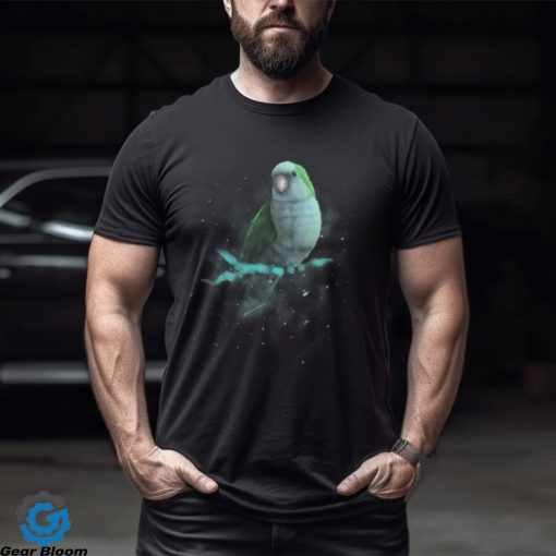 Blue Monk Parakeet Cosmic Galaxy Outer Space Quaker Parrot T Shirt