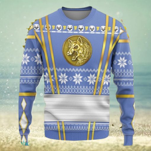 Blue Ninja Mighty Morphin Power Rangers Custom Ugly Sweater 3D Gift For Men And Women