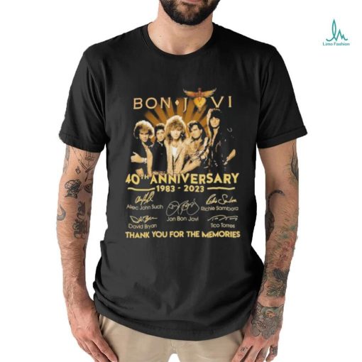 Bon Jovi 40th anniversary 1983 2023 signatures thank you for the memories shirt