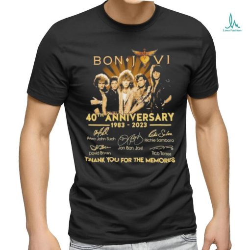 Bon Jovi 40th anniversary 1983 2023 signatures thank you for the memories shirt