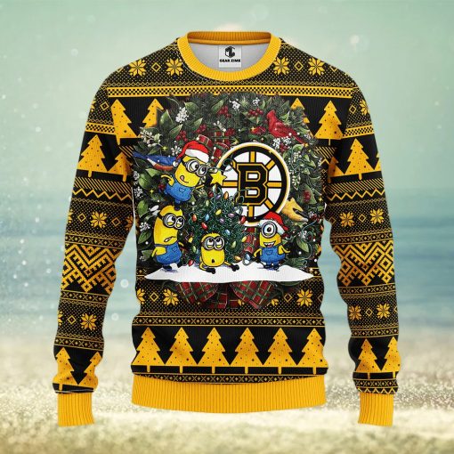 Boston Bruins Minion Christmas Ugly Sweater