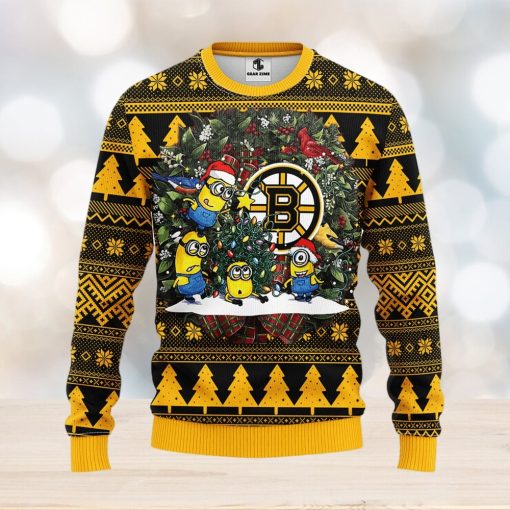 Boston Bruins Minion Christmas Ugly Sweater