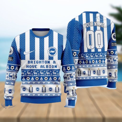 Brighton   Hove Albion Ugly All Over Print Christmas Knitting Ugly Sweater