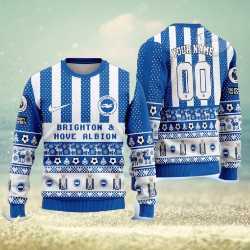 Brighton   Hove Albion Ugly All Over Print Christmas Knitting Ugly Sweater