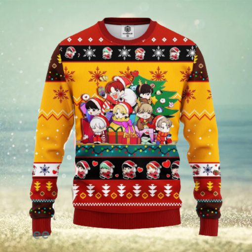 Bts Army Chibi Cute Ugly Christmas Sweater Red Yellow 1 Amazing Gift Men And Women Christmas Gift