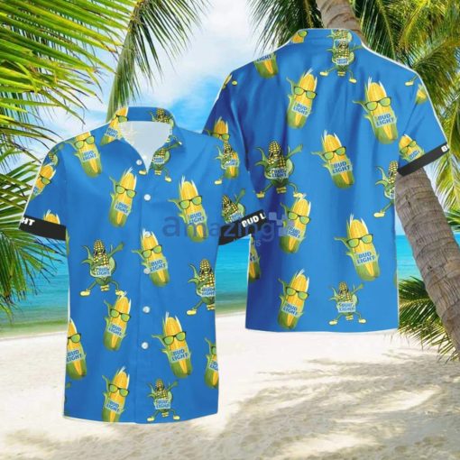 Bud Light Beer Funy Corn Aloha Hawaiian Shirt And Shorts Summer Gift FEHA4EnY1a