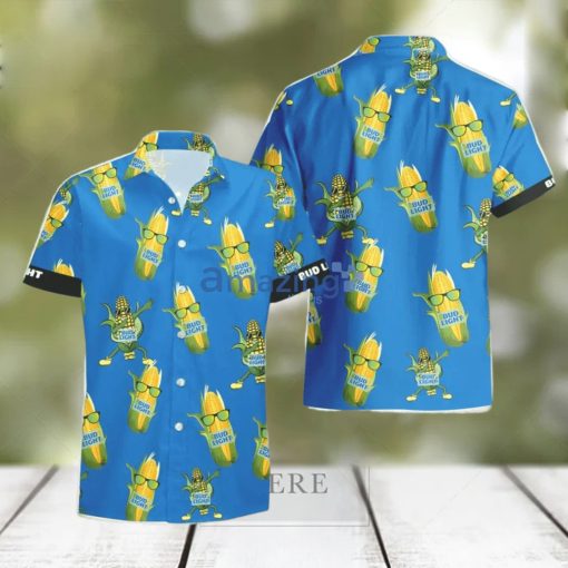 Bud Light Beer Funy Corn Aloha Hawaiian Shirt And Shorts Summer Gift FEHA4EnY1a