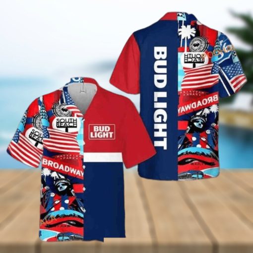 Bud Light Hawaiian Shirt July 4th Independence Day Broadway South Beach