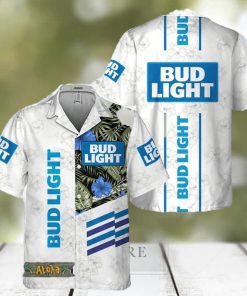 Bud Light White Tropical Flower Hawaiian Shirt For Men And Women Gift Hawaiian Beer