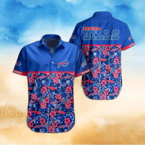 Buffalo Bills Hawaiian Shirt Bills Pink Hibiscus Flowers Hawaiian Shirt