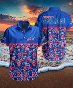 Buffalo Bills Hawaiian Shirt Bills Pink Hibiscus Flowers Hawaiian Shirt