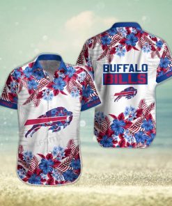 Buffalo Bills Hawaiian Shirt Blue Flower Pink Palm Leaves Buffalo Bills Gift