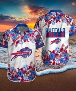 Buffalo Bills Hawaiian Shirt Blue Flower Pink Palm Leaves Buffalo Bills Gift