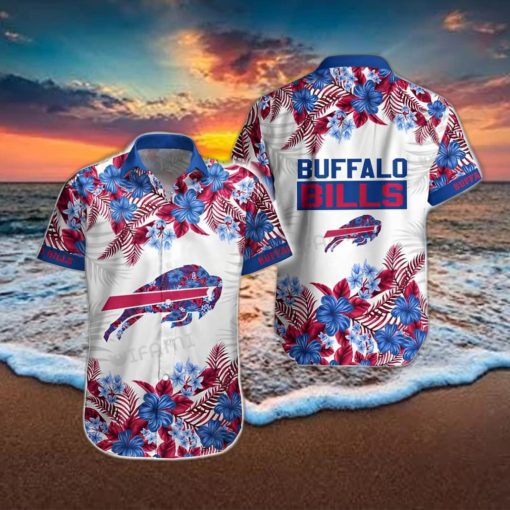 Buffalo Bills Hawaiian Shirt Blue Flower Pink Palm Leaves Buffalo Bills Gift