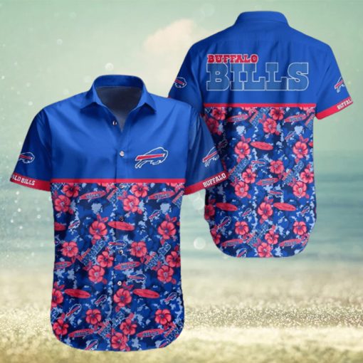 Buffalo Bills Hawaiian Shirt  Blue Red Flowers  Unique Hawaiian Shirt