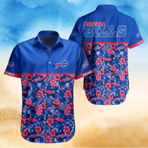 Buffalo Bills Hawaiian Shirt  Blue Red Flowers  Unique Hawaiian Shirt