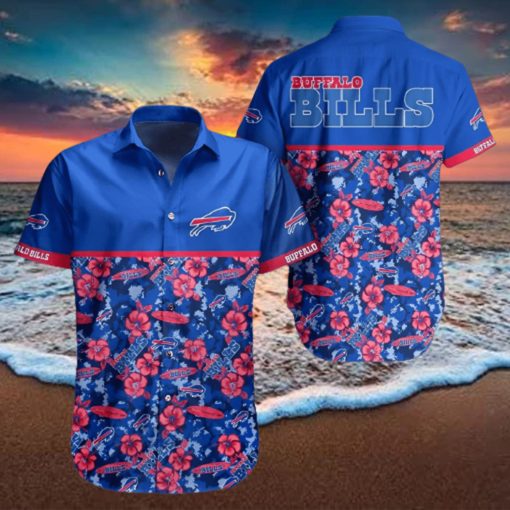 Buffalo Bills Hawaiian Shirt  Blue Red Flowers  Unique Hawaiian Shirt