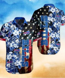 Buffalo Bills Hawaiian Shirt Hibiscus Flower And America Flag