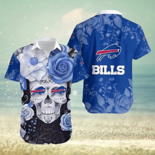 Buffalo Bills Hawaiian Shirt Skull Flower Pattern Gift For Football Coach