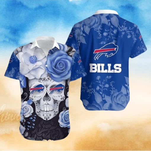 Buffalo Bills Hawaiian Shirt Skull Flower Pattern Gift For Football Coach