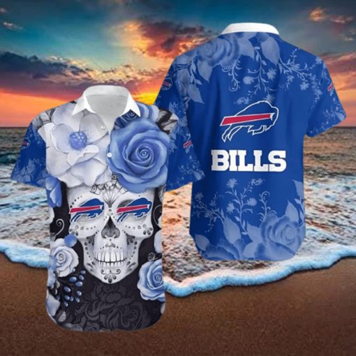 Buffalo Bills Hawaiian Shirt Skull Flower Pattern Gift For Football Coach