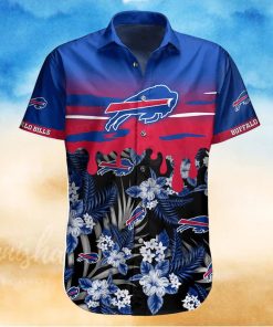 Black Cat Tropical Flowers Buffalo Bills Hawaiian Shirt - Limotees