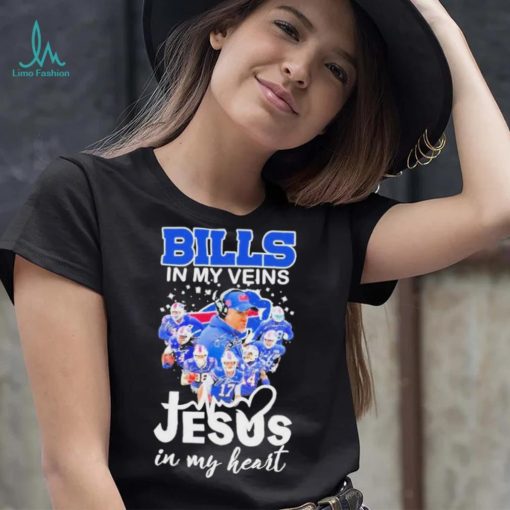 Buffalo Bills In My Veins Jesus In My Heart 2023 Signatures Shirt